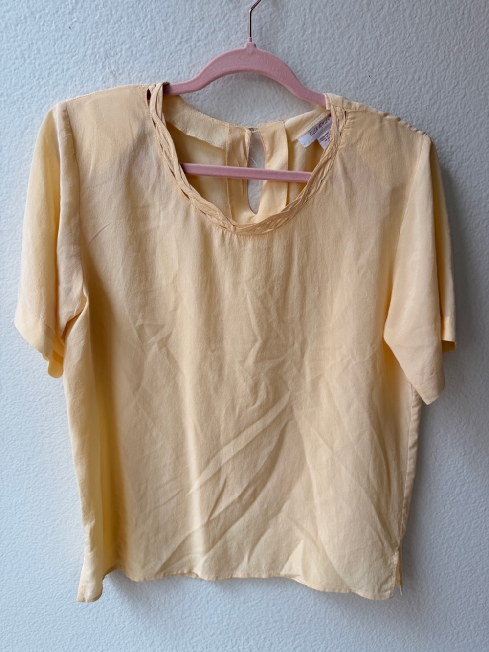 Ellen Ashley 100% Silk Butter Yellow Silk Blouse Minimalist Luxury Soft Girl S